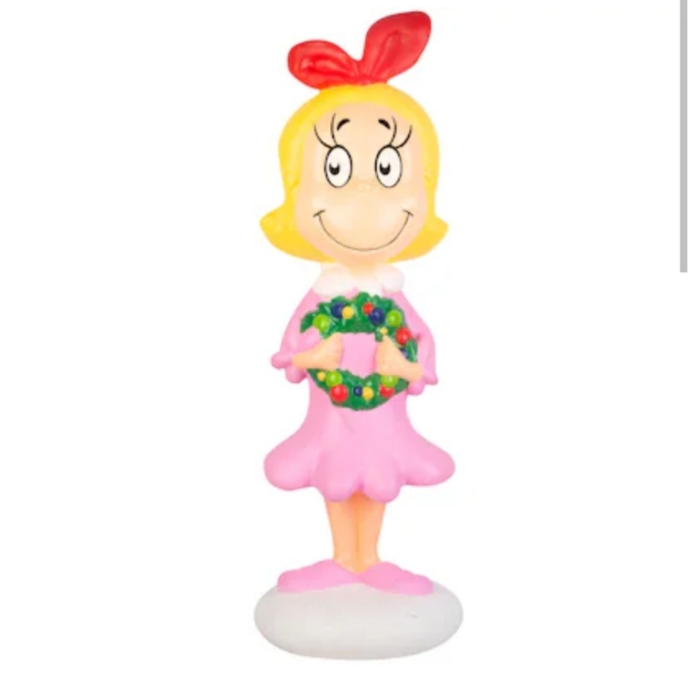 Grinch 2-ft LED Cindy Lou with Wreath Blow Mold Christmas Decoration